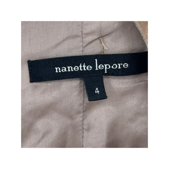 Nanette Lepore Silk & Velvet Mini Dress Sheath Cream Beige Embellished Size 4 - Picture 4 of 11